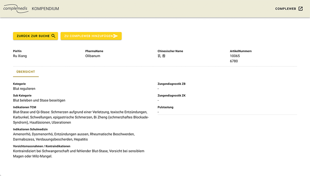 Die Basisinformation zu Weihrauch im Kompendium auf www.compleweb.ch