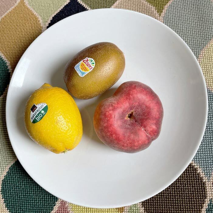 Zitrone, Kiwi, Pfirsich